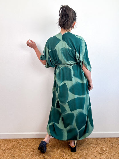 Hand-Dyed High Low Kimono Sage Forest Brush