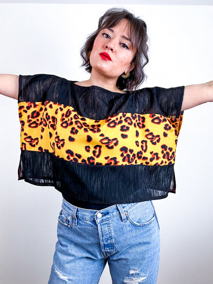 Scrappy Crop Black Leopard Print