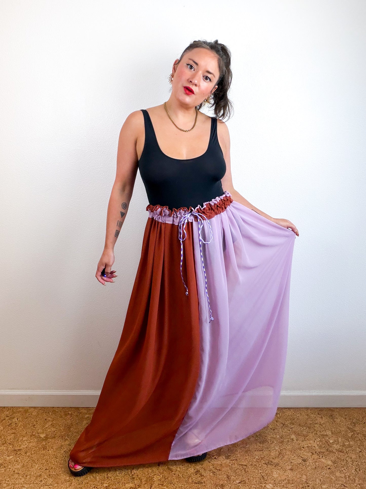THE SKIRT Rust Lavender Reversible Chiffon