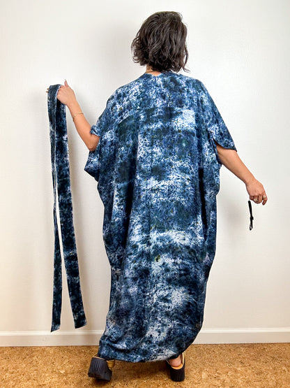 Hand-Dyed High Low Kimono Deconstructed Black