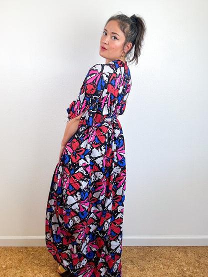 Print High Low Kimono Pixels Challis