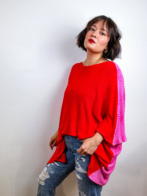 Oversize Flip Sweater Scarlet Hot Pink