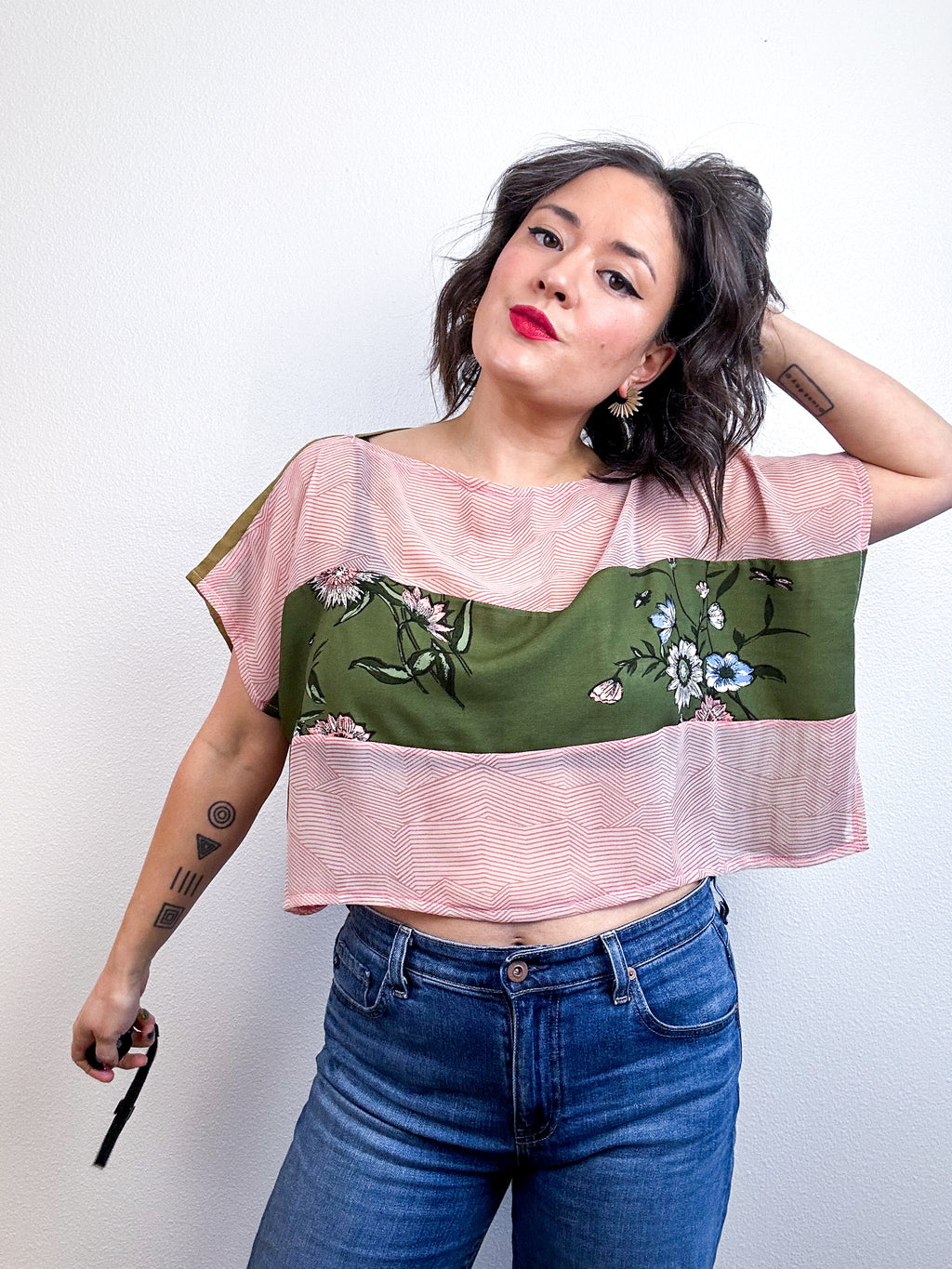 Scrappy Crop Blush Avocado Olive Floral