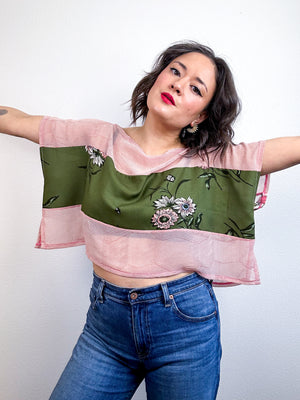 Scrappy Crop Blush Olive Ivory Floral