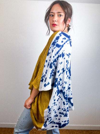 Oversize Flip Sweater Amber Indigo Splatter