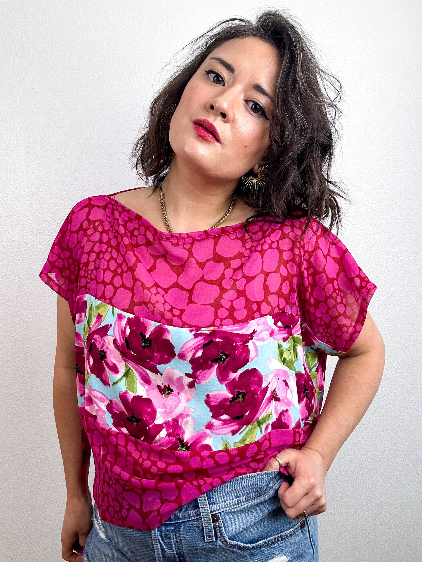 Scrappy Crop Pink Pebble Pink Floral