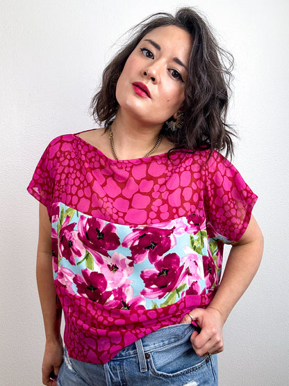 Scrappy Crop Pink Pebble Pink Floral