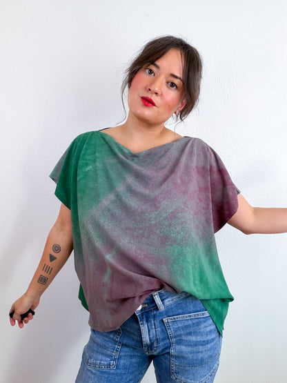 Hand-Dyed Bamboo Flip Crop Forest Peony Madrone Gradient