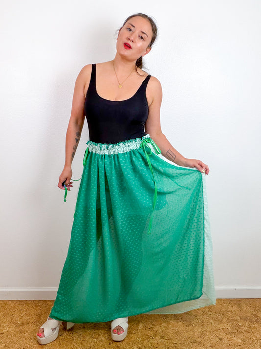 THE SKIRT Seafoam Green Swiss Dot Reversible Chiffon