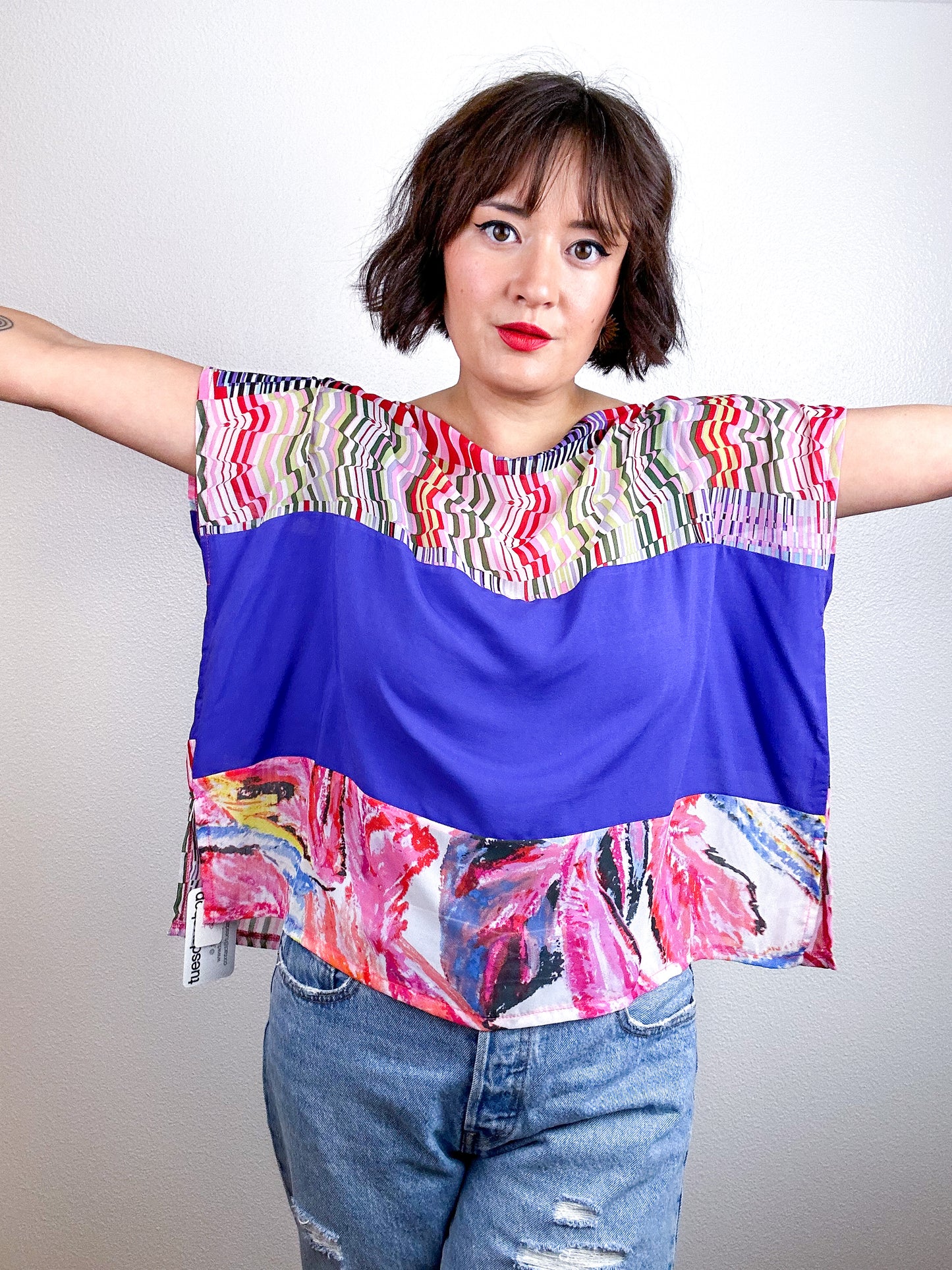 Scrappy Crop Blue Multi Graphic