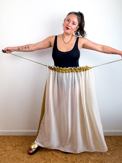 THE SKIRT Bronze Ivory Dots Reversible Chiffon
