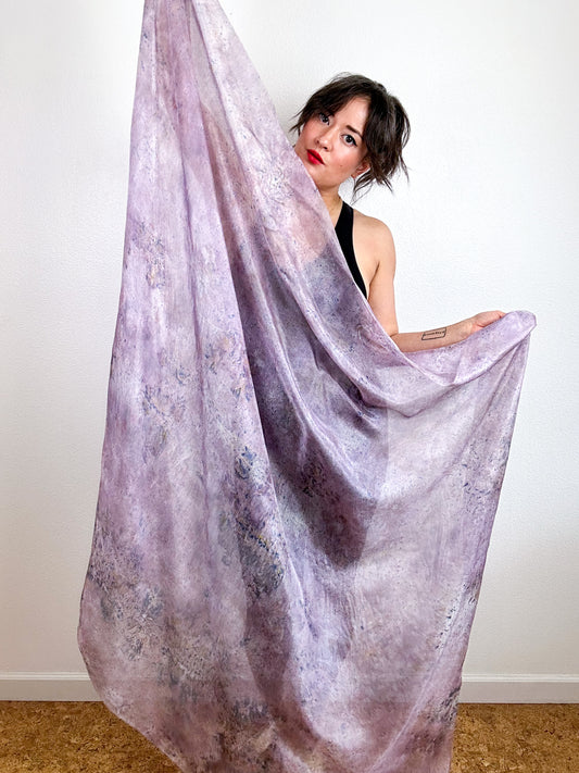 Hand-Dyed Silk Scarf Deconstructed Mist