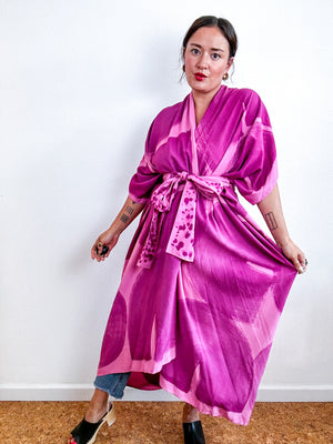 Hand-Dyed High Low Kimono Pink Amethyst Arc