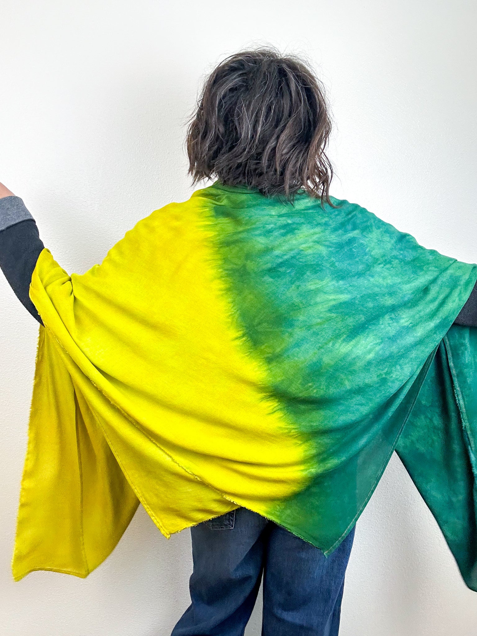 Hand-Dyed Two Tone Bamboo Scarf Forest Chartreuse