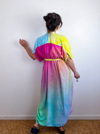 Hand-Dyed High Low Kimono Funfetti B