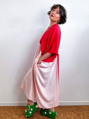 Color Block Midi Caftan Dress Scarlet Blush