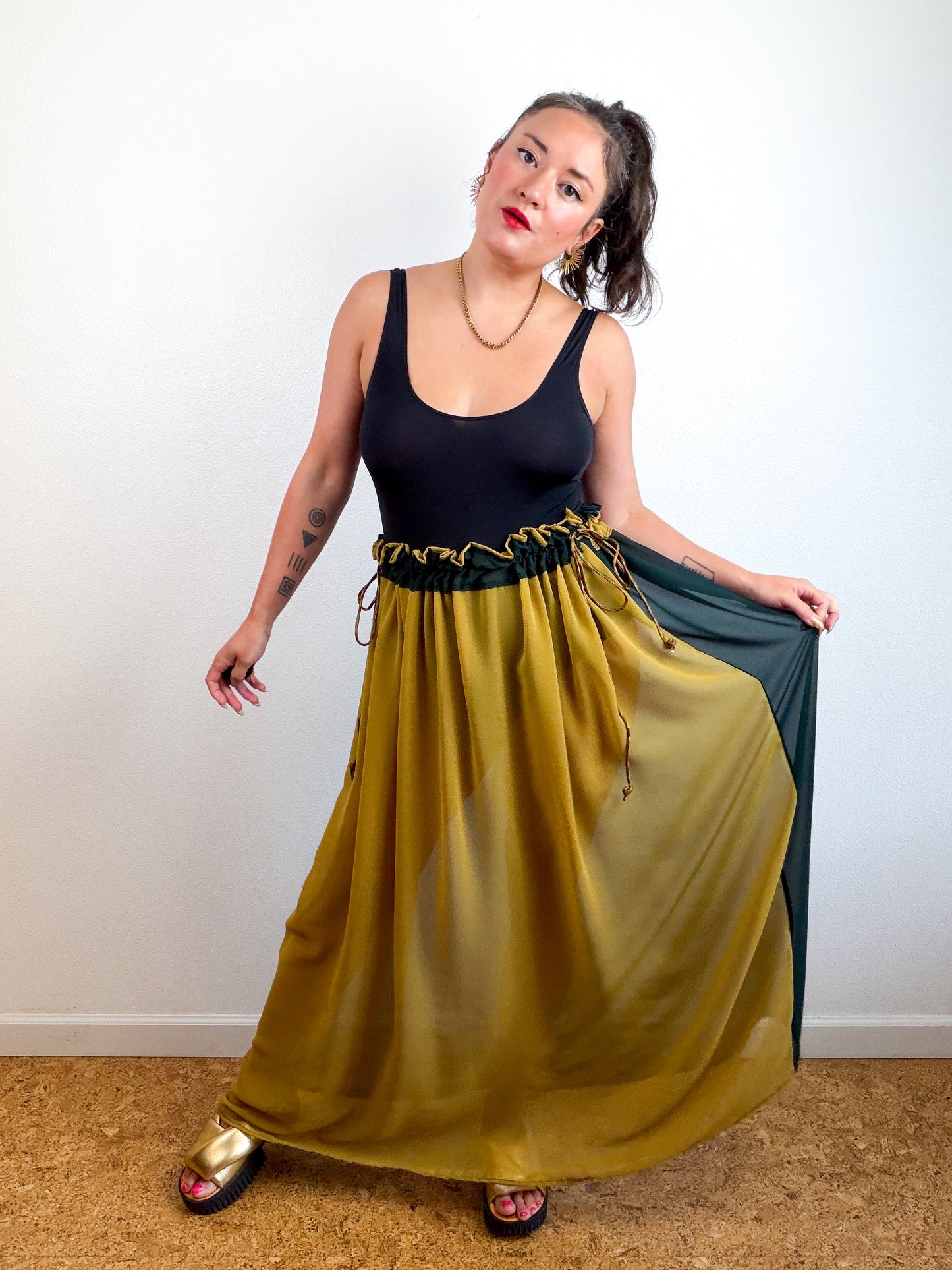 THE SKIRT Bronze Forest Reversible Chiffon