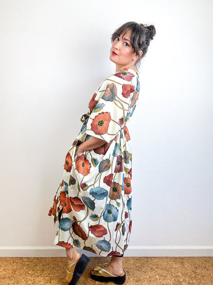 Print Duster Kimono Ivory Poppy Cotton Lawn