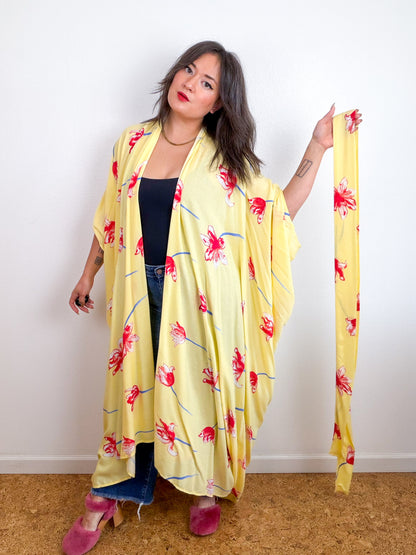 Print High Low Kimono Butter Tulip Crinkle Challis
