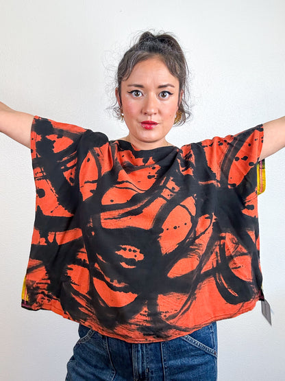 Hand-Dyed Linen Blend Flip Crop Rust Sumi Marigold Check