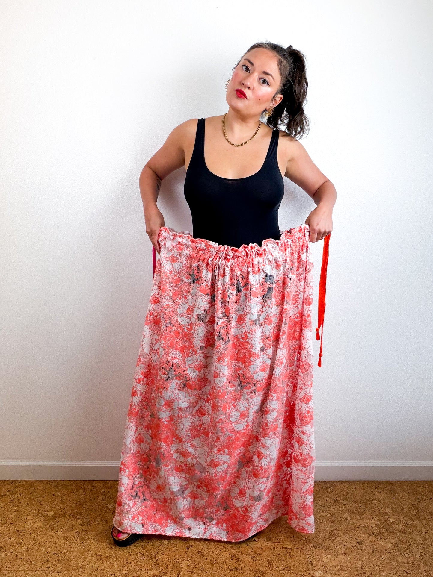 THE SKIRT Scarlet Floral Mesh Lace