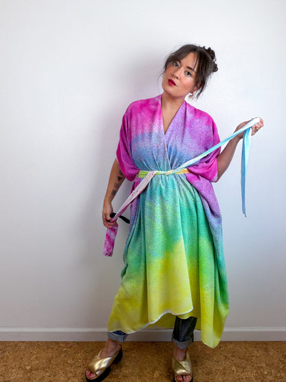 Hand-Dyed High Low Kimono Funfetti