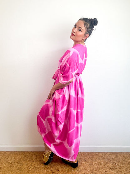 Hand-Dyed High Low Kimono Powder Pink Brush