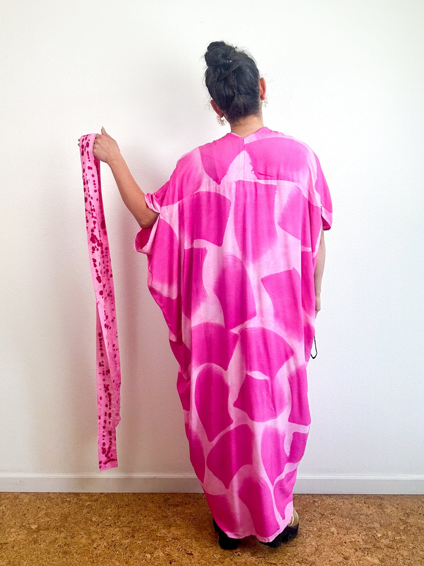 Hand-Dyed High Low Kimono Powder Pink Brush
