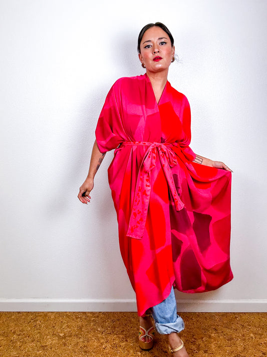 Hand-Dyed High Low Kimono OOAK Coral 2