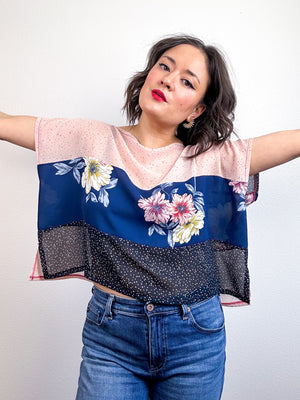 Scrappy Crop Navy Blush Floral