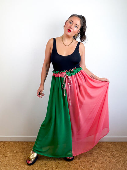 THE SKIRT Coral Green Reversible Chiffon