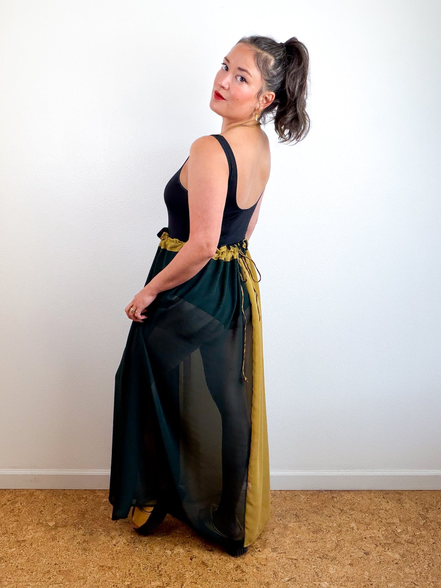 THE SKIRT Bronze Forest Reversible Chiffon