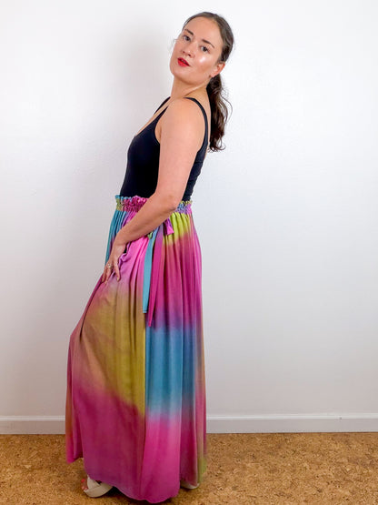 THE SKIRT Fuchsia Chartreuse Blue Hand-Dyed