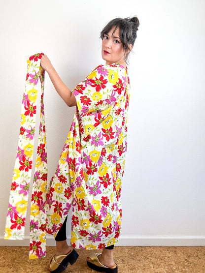 Print Duster Kimono Ivory Lily Cotton Lawn