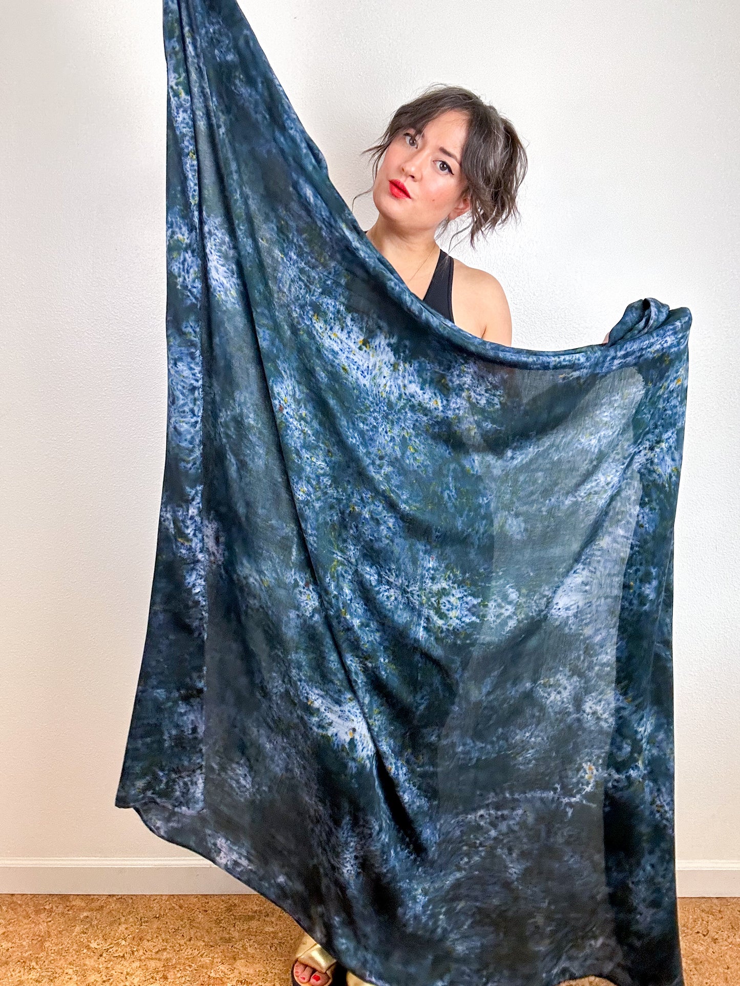 Hand-Dyed Bamboo Scarf Deconstructed Black