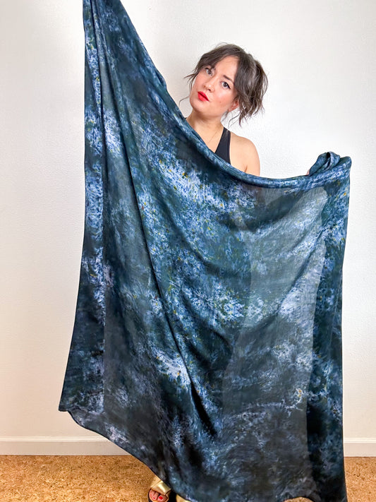 Hand-Dyed Bamboo Scarf Deconstructed Black