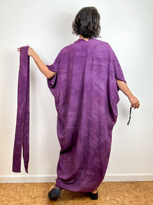 Hand-dyed High Low Kimono Plum