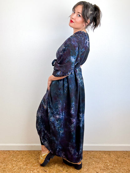 Hand-Dyed High Low Kimono Deconstructed Raven