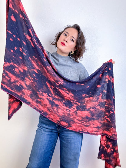 Hand-Dyed Speckle Knit Scarf Navy Peach