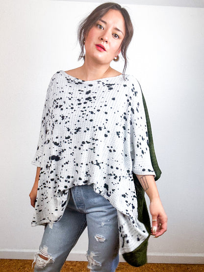 Oversize Flip Sweater Olive Black Droplets