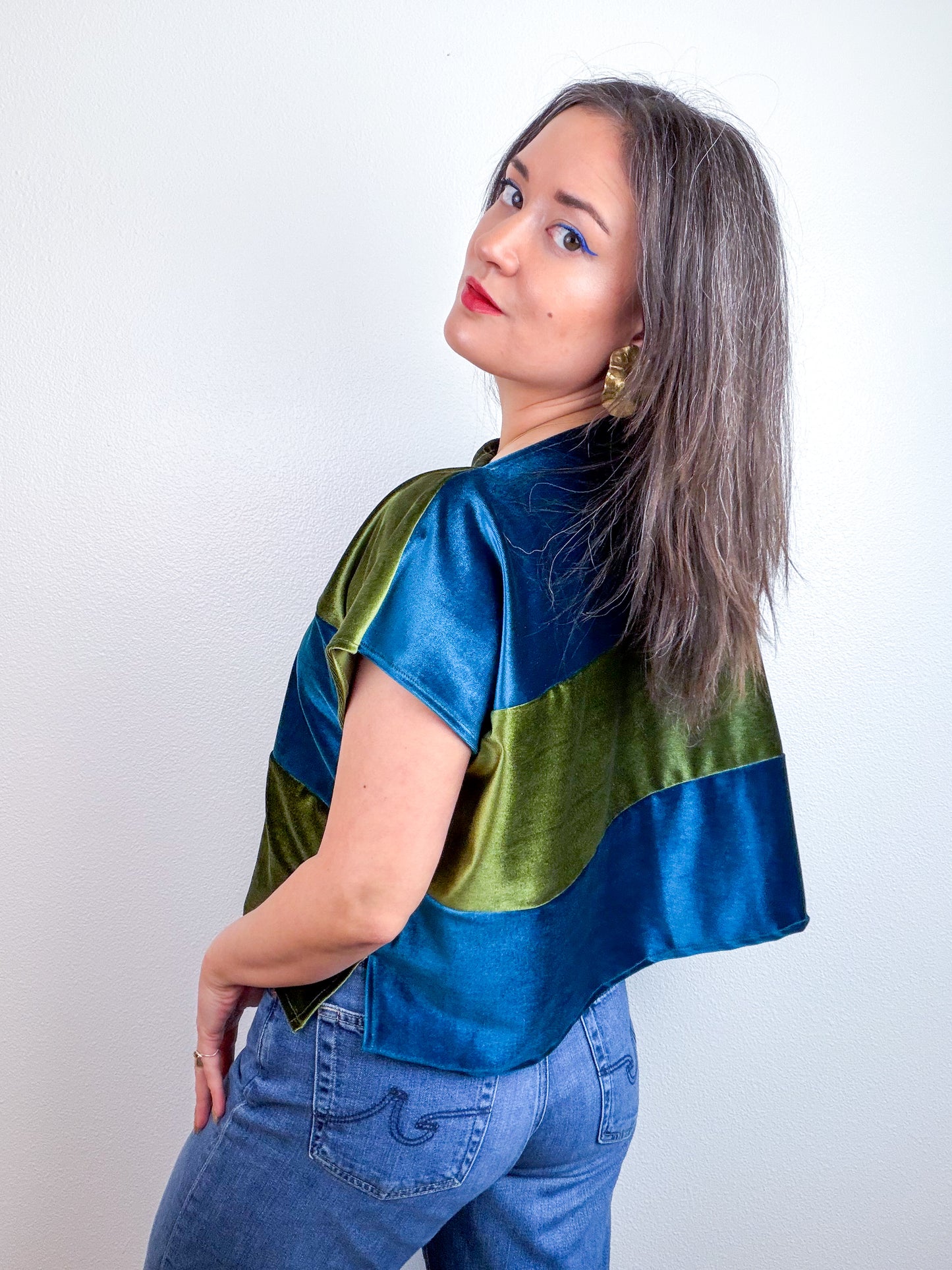 Velvet Flip Crop Teal Olive