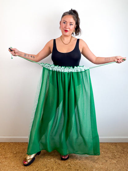 THE SKIRT Green Mint Dots Reversible Chiffon