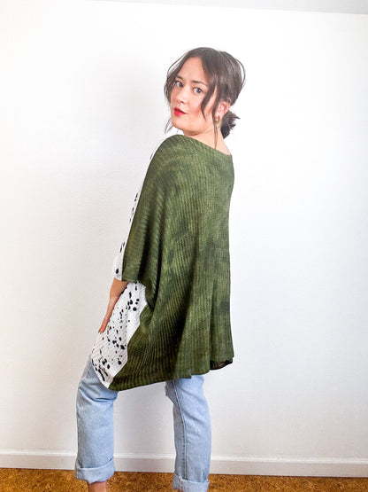 Oversize Flip Sweater Olive Black Droplets