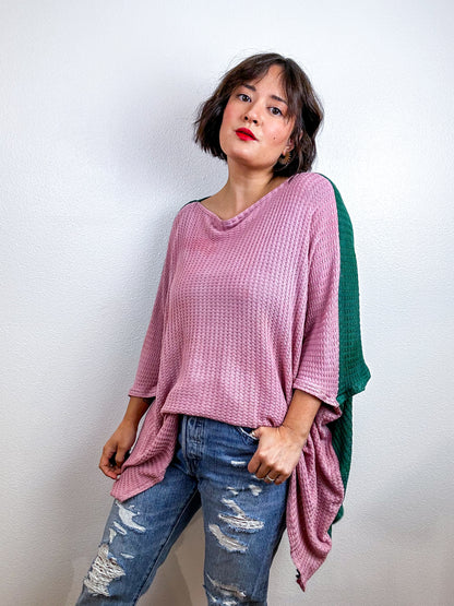 Oversize Flip Sweater Forest Powder Pink