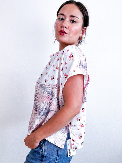 Scrappy Crop White Pink Print Mix