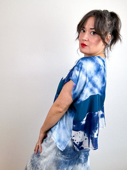 Hand-Dyed Bamboo Scrappy Crop Indigo Teal Mix