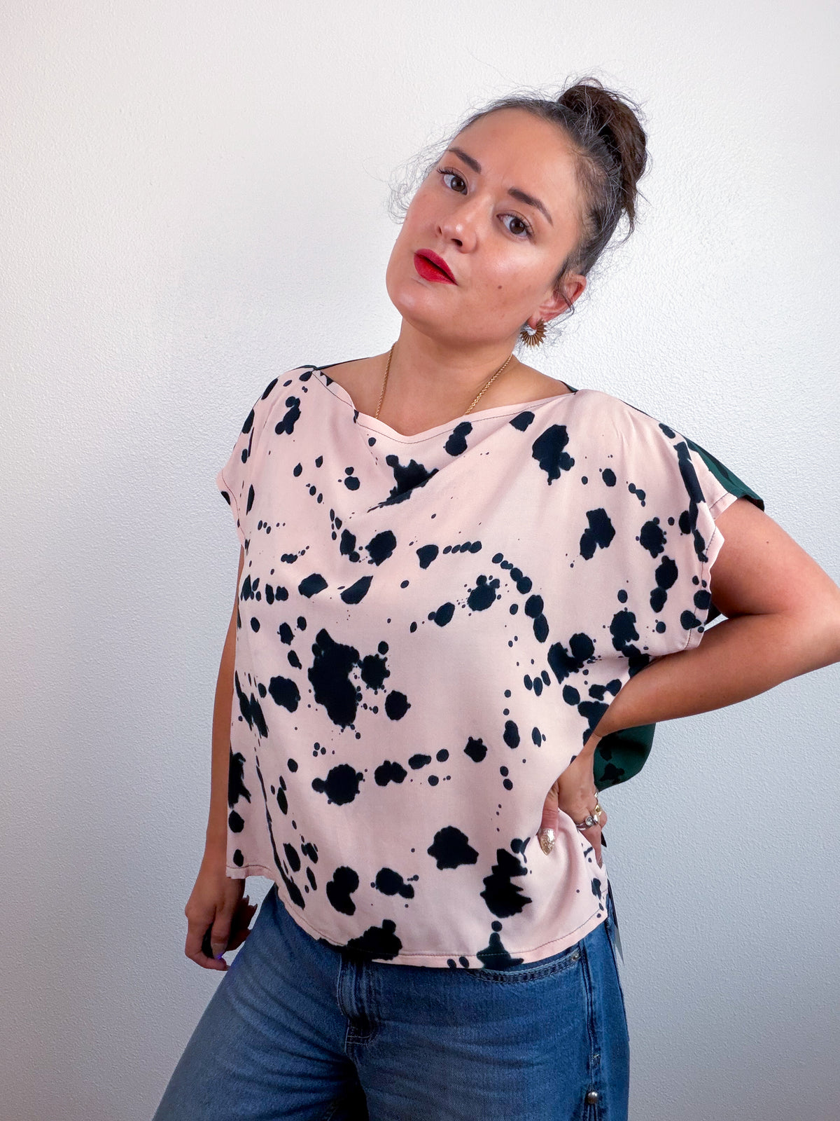 Hand-Dyed Bamboo Flip Crop Blush Forest Speckle