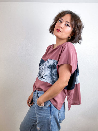Scrappy Crop Rose Black Tie Colorblock