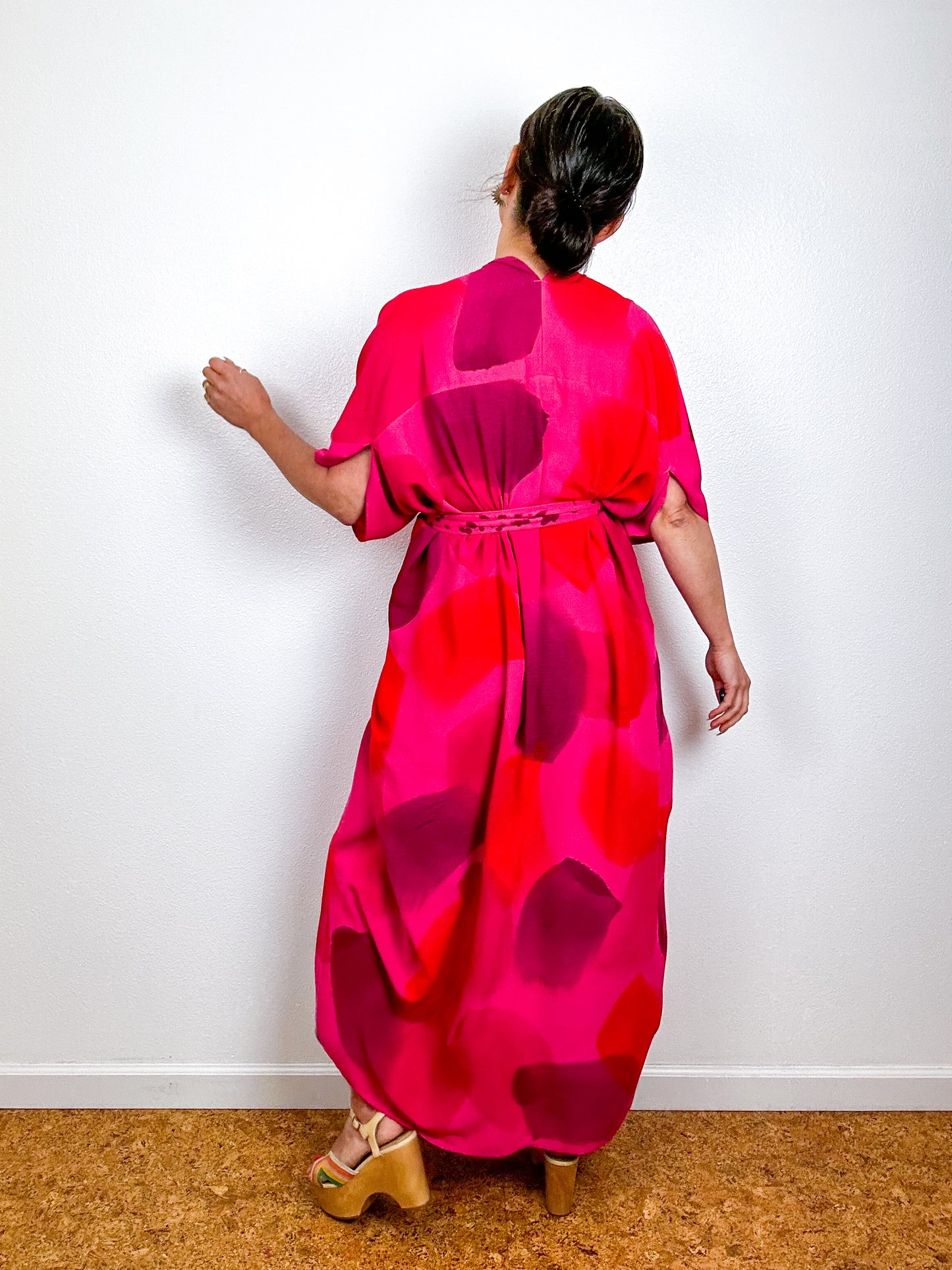 Hand-Dyed High Low Kimono OOAK Fuchsia 2
