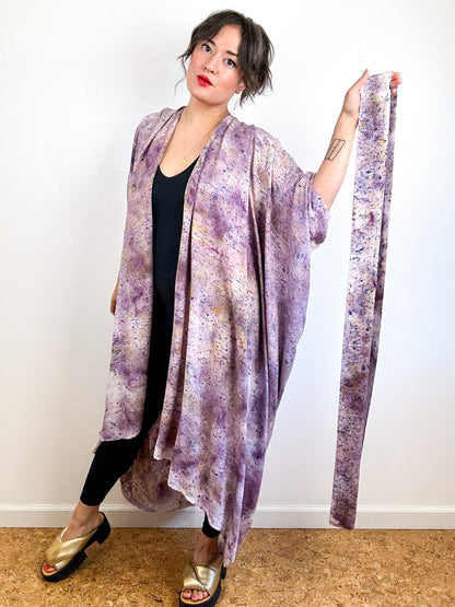 Hand-Dyed High Low Kimono Deconstructed Mist